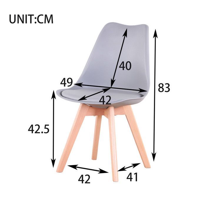 Chaises de Salle à Manger - DOWISDOLY - Scandinave - Lot de 6 - Assise en cuir - L 49 x P 42 x H 83 (Gris)