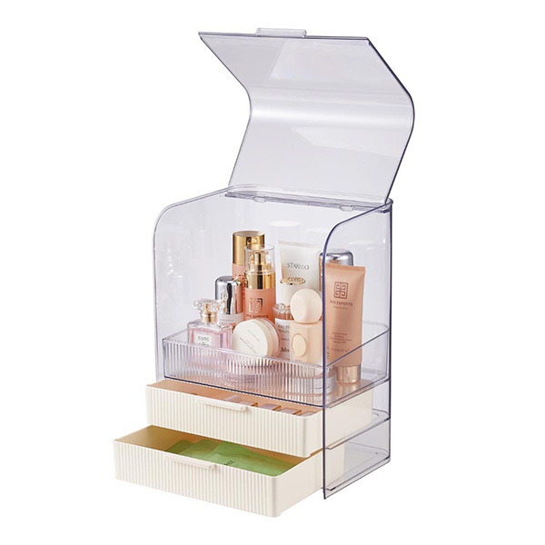 Organizator de cosmetice cu 3 niveluri Livingandhome - Crem