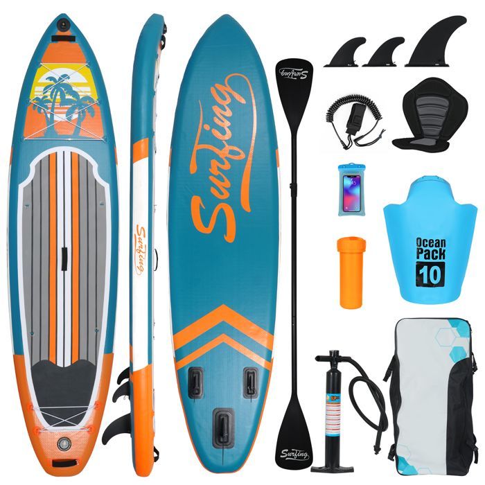 Inflatable Stand Up Paddleboard - 335x84x15cm - Inflatable Board with Seat - SUP Board - Up to 150 kg - Blue