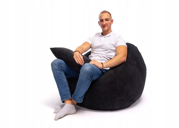 Ecopuf Bean Bag Chair - Armchair, Sofa, Floor Cushion, Indoor/Outdoor Pouf - Black