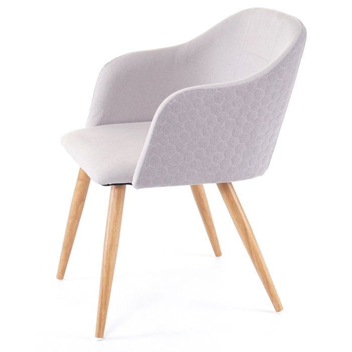 MCW-D71 dining chair with armrests, light grey textile fabric