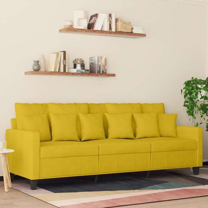 vidaXL Sofá de 3 plazas, sillón reclinable con cojines, asiento con reposabrazos y respaldo, sillón para TV de salón, 359319