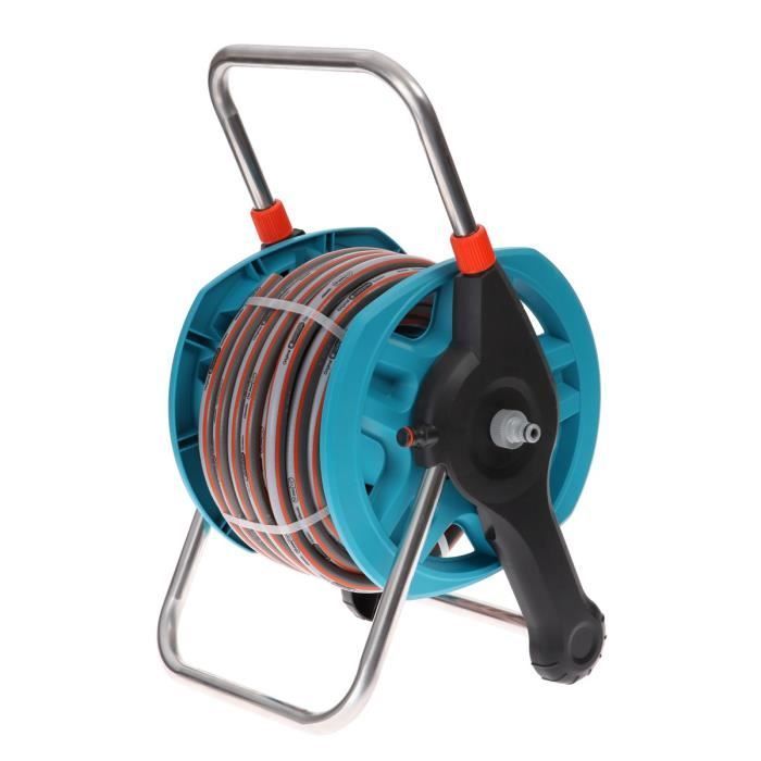 Enrollador de manguera portátil GARDENA con accesorios – 20 m de longitud – Conector antigoteo – Kit completo de manguera de jardín – 5 años de garantía (2691-20)