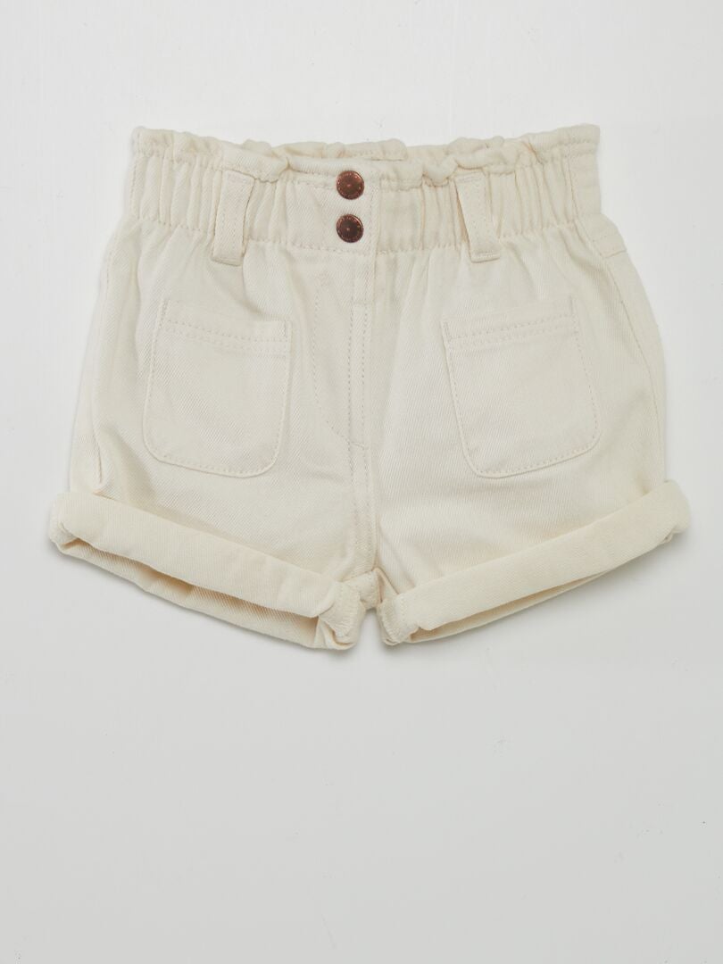 Gerimpelde denim shorts - WIT