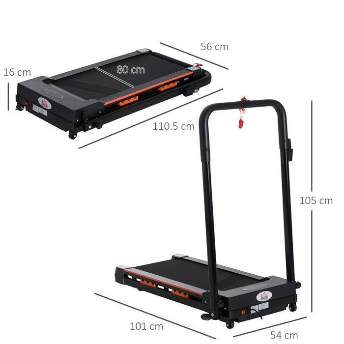 Opvouwbare elektrische loopband - LCD-scherm - Fitnesssnelheid 1-6 km/u - Zwart - Stevig stalen frame - 105x56x108,5 cm - Compact