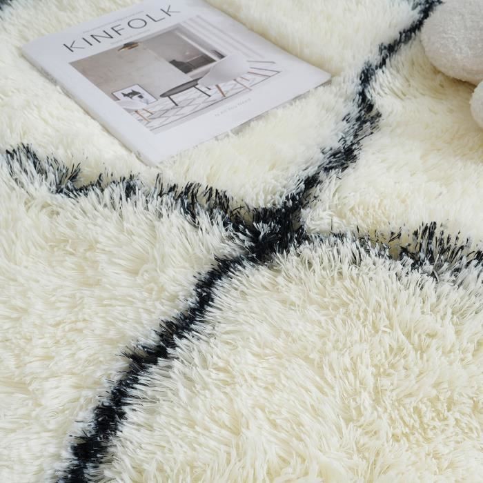 Tapis Salon Shaggy 160 x 230 cm Descente de lit Poils Longs Tapis Doux Moelleux pour Salon Chambre Canapé Chambre
