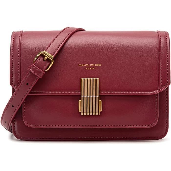 Schoudertas - David Jones - Kleine damesschoudertas van stevig PU-leer - Klep met mooie sluiting - Rood