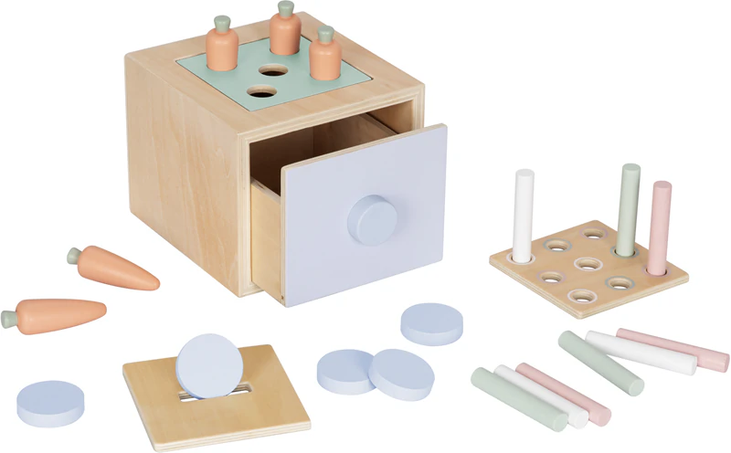 Conjunto de brinquedos de madeira eliNeli Educational Box 3 em 1