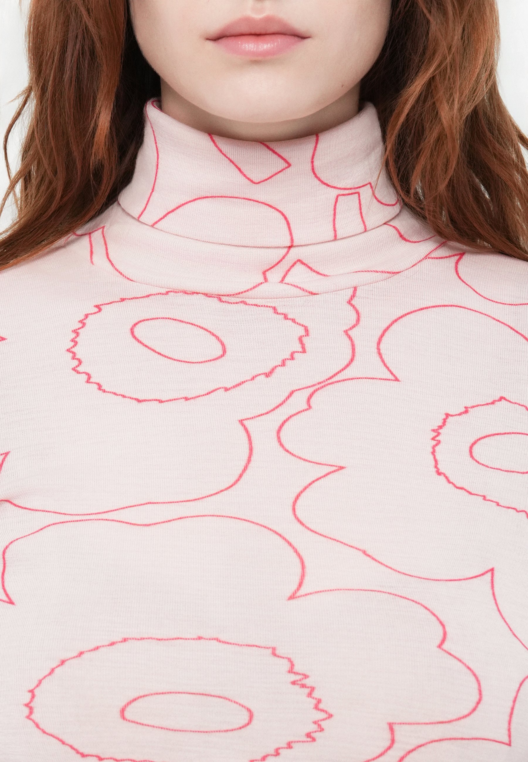 Marimekko VILINA PIIRTO UNIKKO - Top met lange mouwen - lichtroze/rood