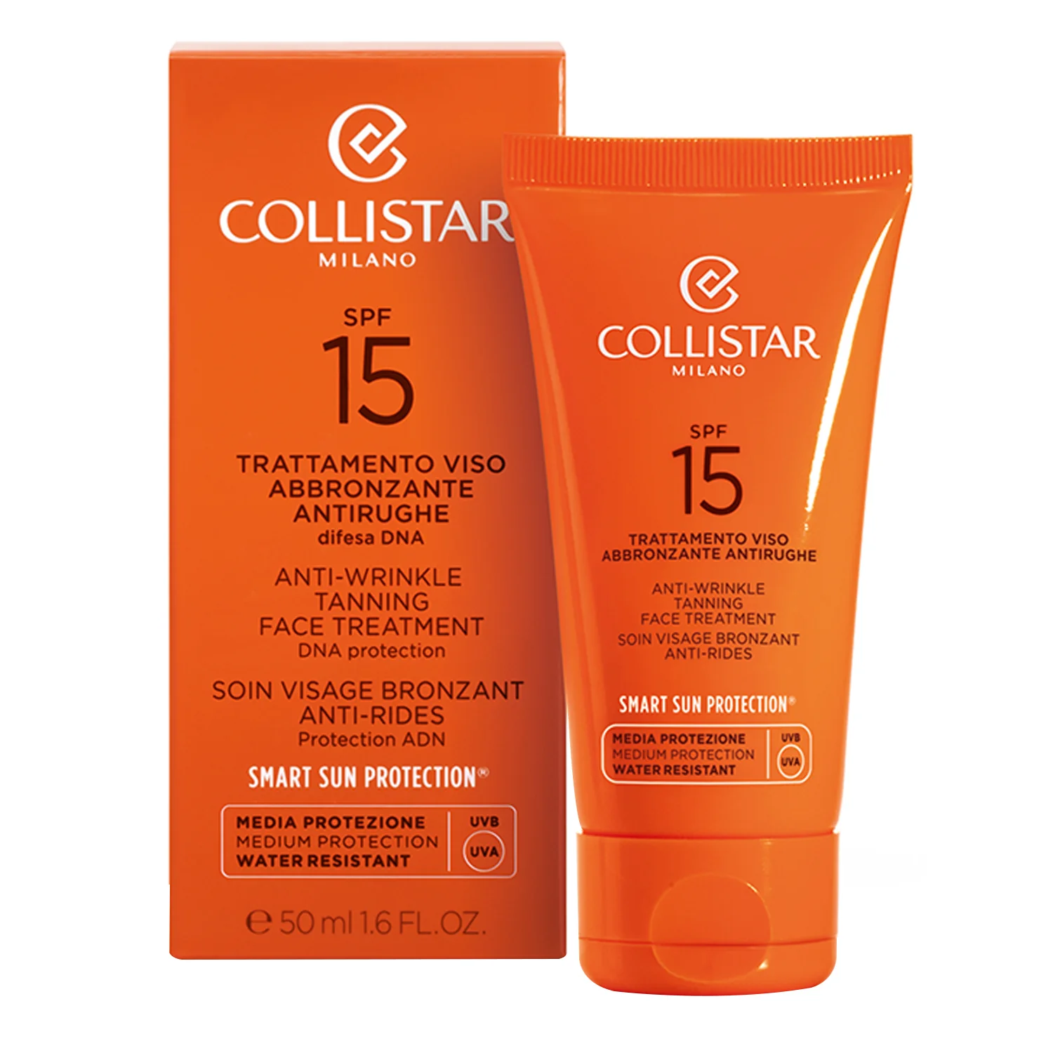 Abbronzatura Trattamento Abbronzante Antirughe SPF15 - Solare viso media prot.