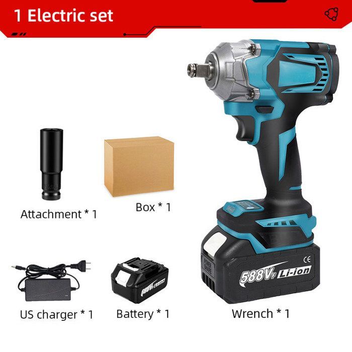 Llave de impacto sin escobillas de 18 V y 1200 Nm - 1 batería de 18 V - 4 velocidades - 6700 RPM - Atornillador de impacto - Llave de impacto eléctrica - Linterna