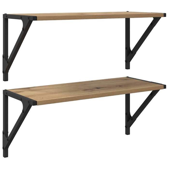 MOT12209 - Estantes de pared, 2 unidades, roble artesanal, 60 x 25 x 25,5 cm