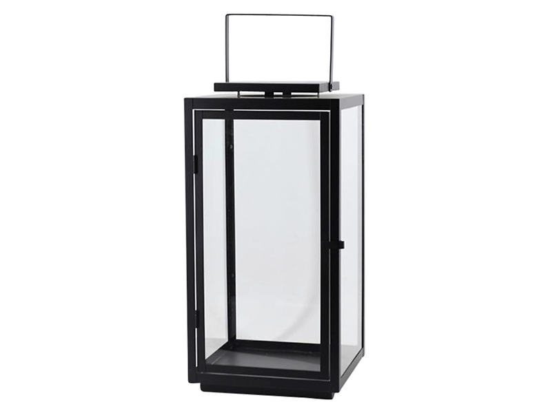 Latarenka metalowa ze szkłem 44 cm czarna