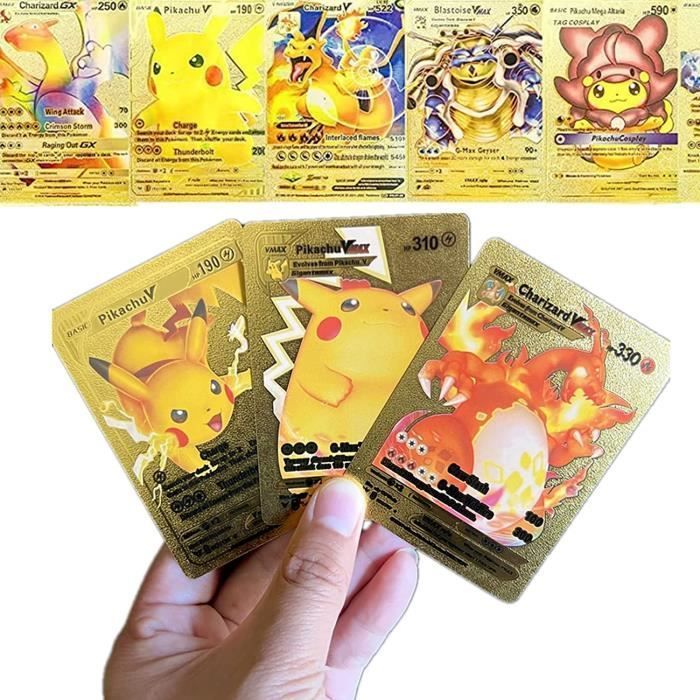 Cartas Pokémon Francesas, 55 Cartas Arco-Íris Banhadas a Ouro, Cartas Vmax+V+GX+EX, Cartas Colecionáveis e para Troca