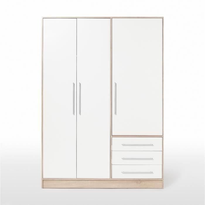 Kleiderschrank – Eiche und weiße Spanplatte – Modern – Schlafzimmer – B 144,6 cm
