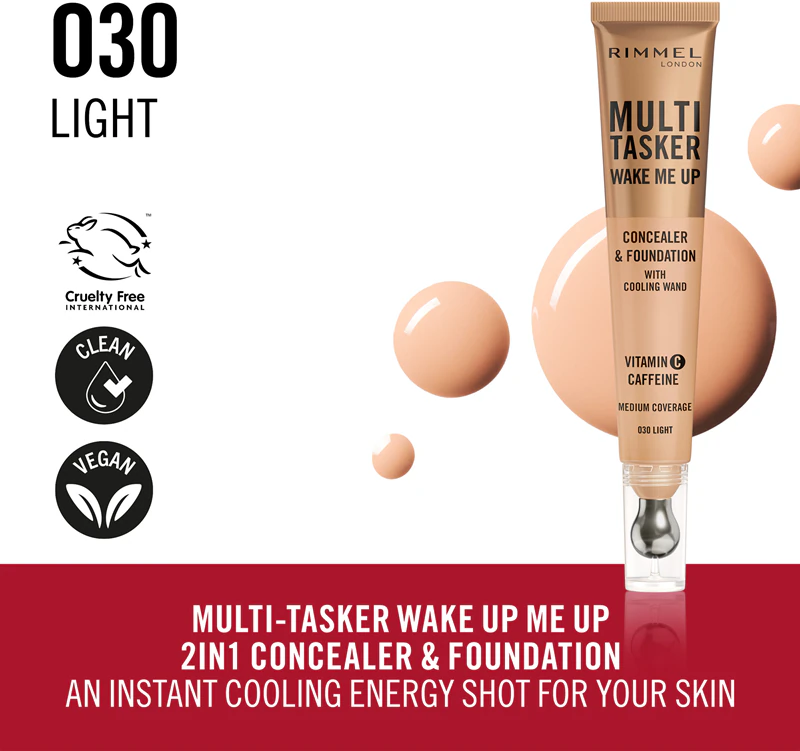 Base e Corretivo Iluminador Multitarefas Wake Me Up da Rimmel