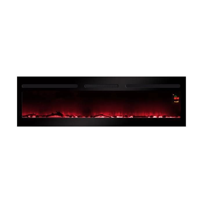 CHEMIN'ARTE - Cheminée électrique Encastrable Elysée 3XL 152 cm Effet Flammes LED, Chauffage programmable, Télécommande