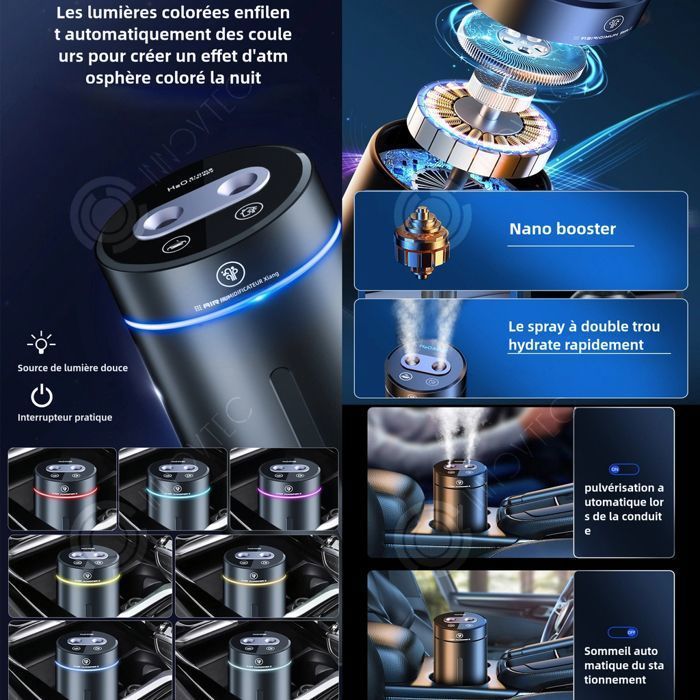 Difusor de aceites esenciales ultrasónico portátil PASSIONOVA con humidificador de 380 ml y luces LED de colores para el hogar y la oficina.