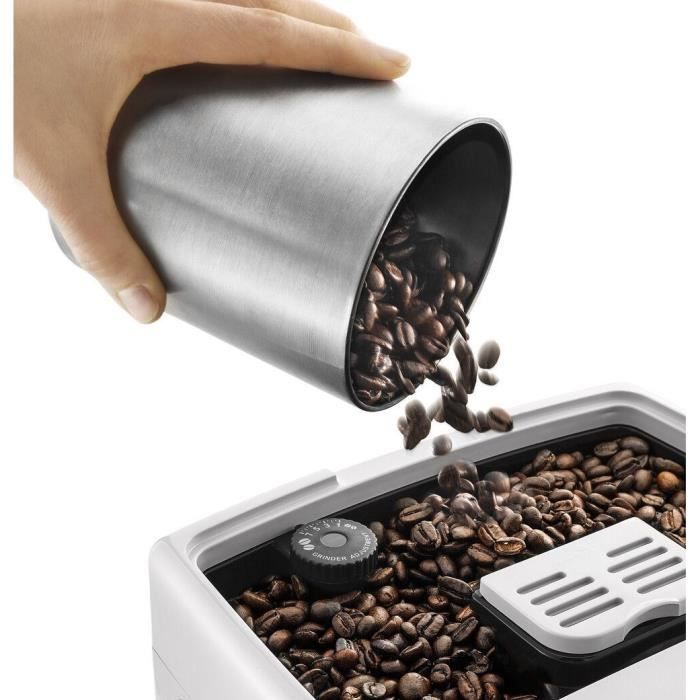 Macchina per caffè espresso De'Longhi Dinamica ECAM350.35.W con macinacaffè integrato - 6 ricette - Bianca