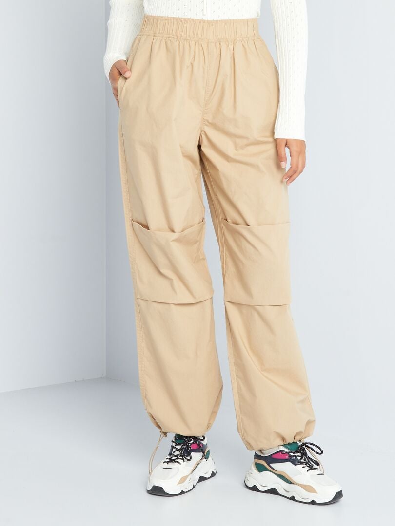 Nylon parachutebroek - BEIGE