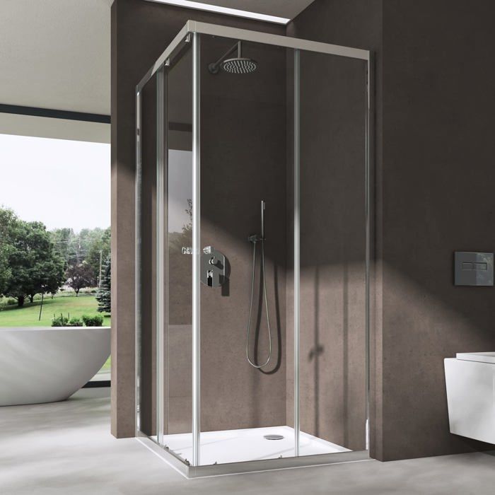 Mampara de ducha de diseño Rav16 de 70x100x190 cm con cristal de seguridad transparente de 6 mm y revestimiento NANO.