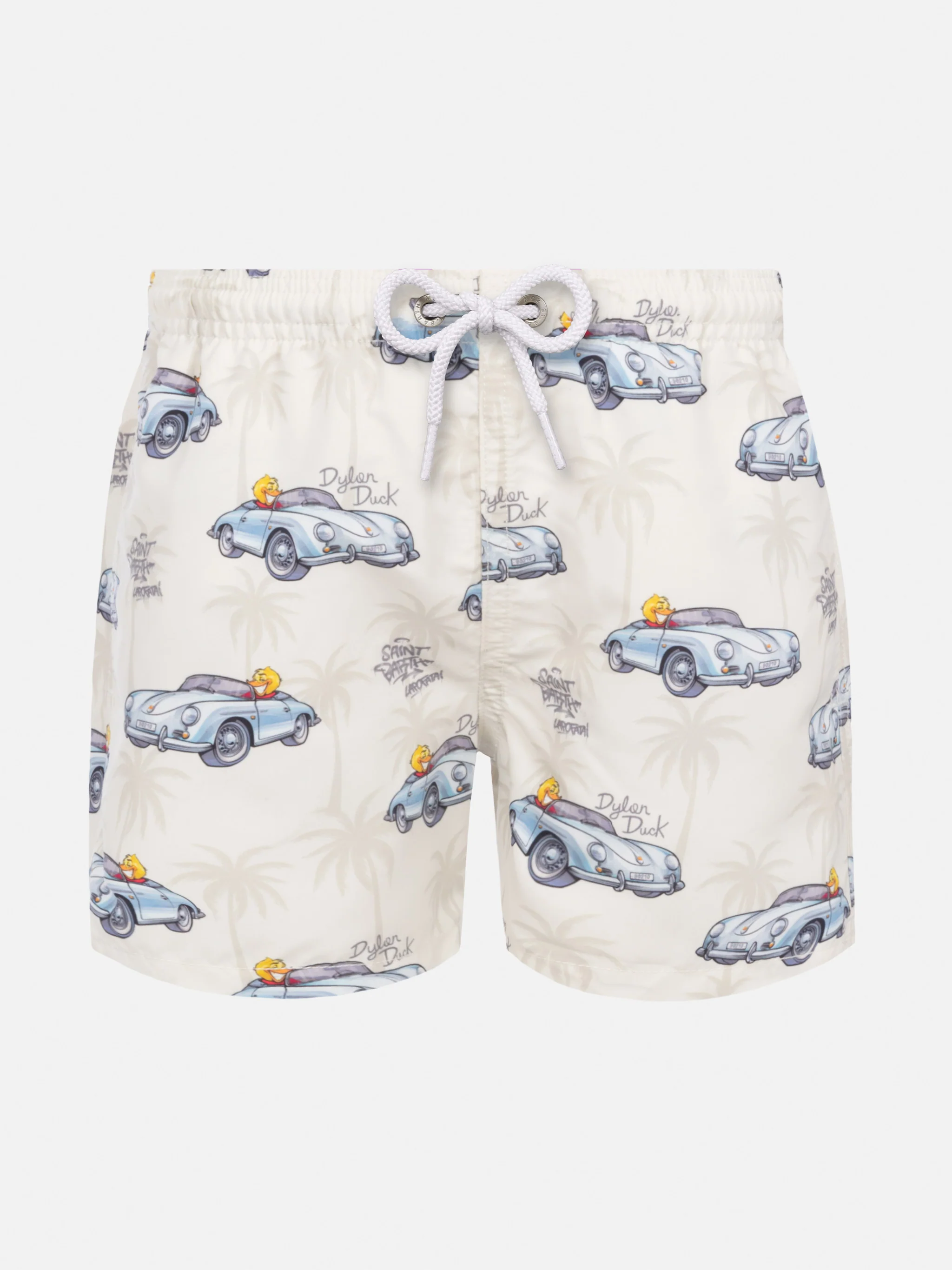 Middellange jeansbadpak met Cryptopuppets autoprint | CRYPT