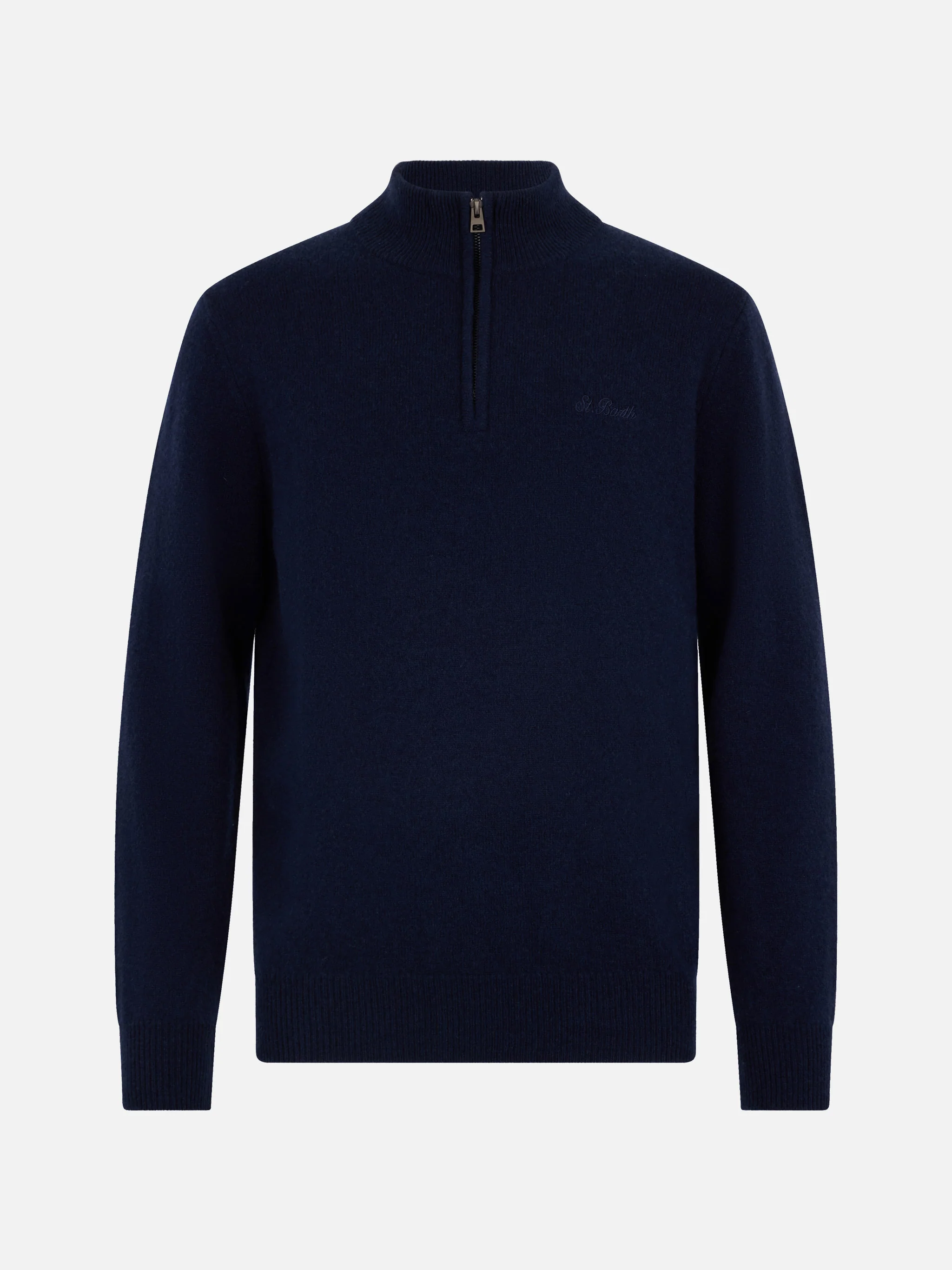 Jermyn herentrui van blauwe lamswol met kwartrits