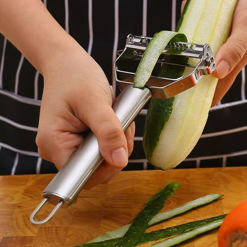 Éplucheur de cuisine en acier inoxydable, éplucheur de fruits et légumes, trancheuse à pommes de terre durable, râpe multifonctionnelle, éplucheur de carottes