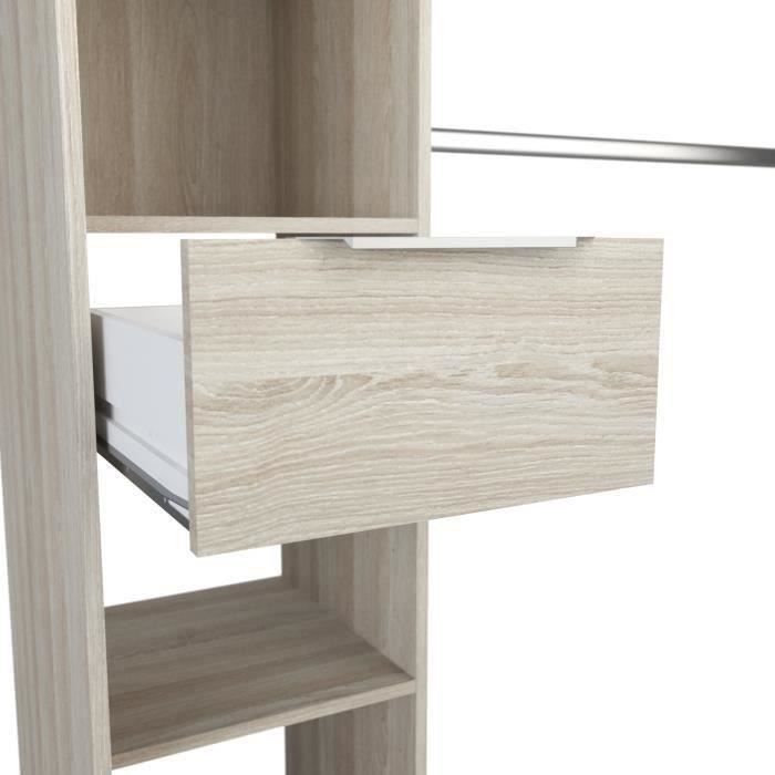 Armario doble extensible - Acabado en roble + cortina - DANA - Ancho 115/190 x Profundidad 50 x Alto 203 cm - DEMEYERE