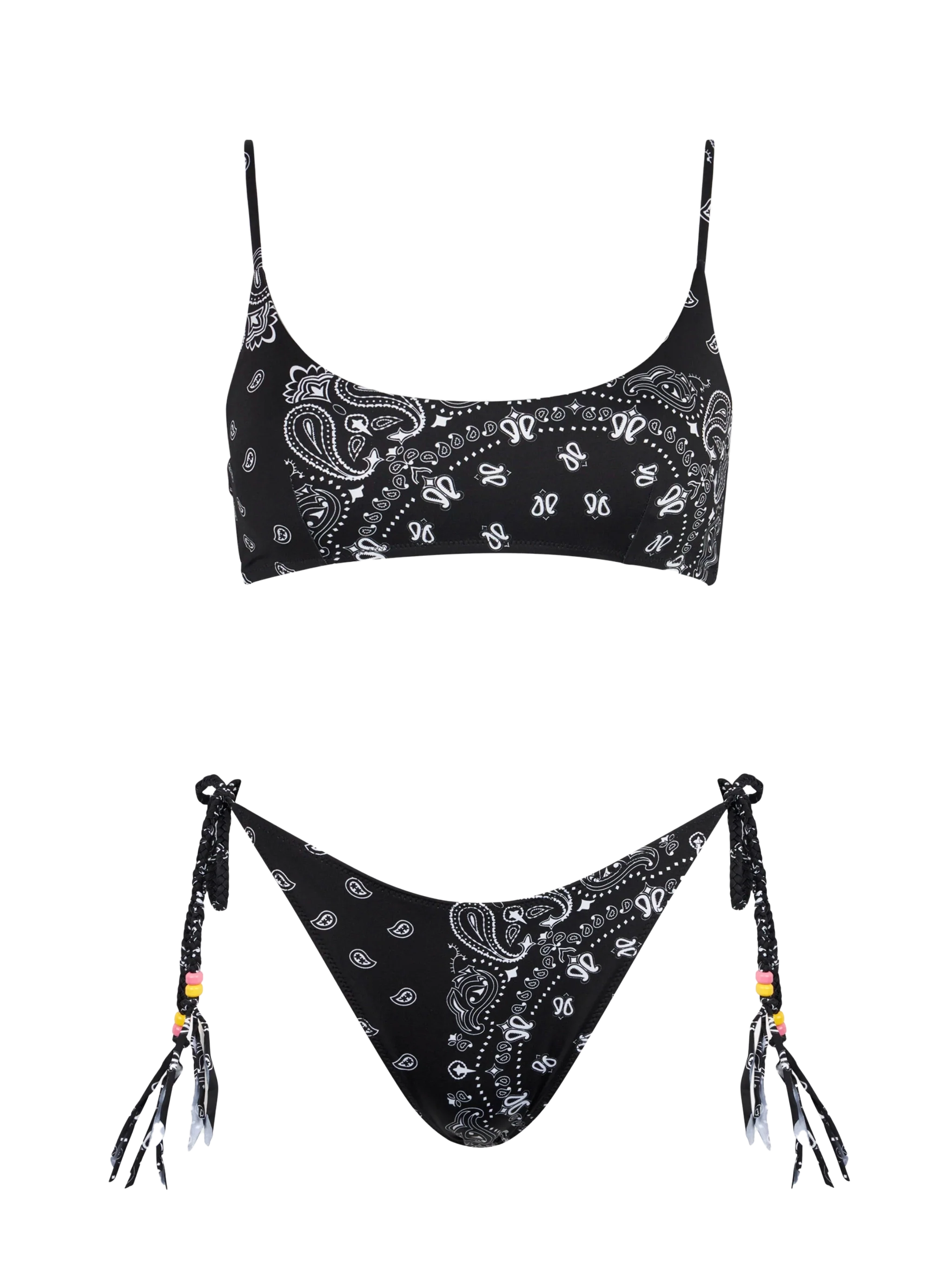 Dames bralette bikini met zwarte bandana-print