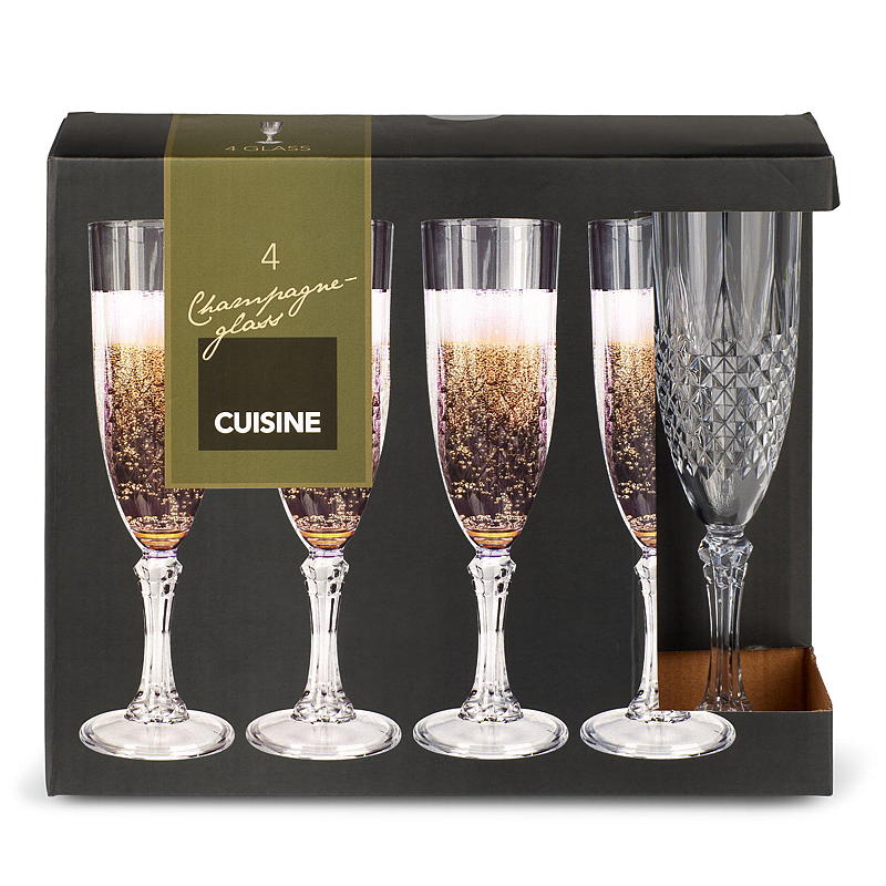 Cuisine Champagneglas 4-pak 22 cl plast krystalklar