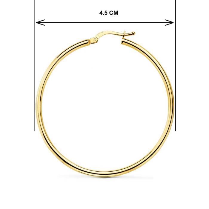 Pendientes de mujer - L'ATELIER D'AZUR - Pendientes de aro de oro amarillo auténtico - Diámetro 4,5 cm