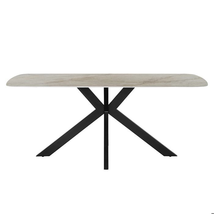 APOLLO XL - Mesa de comedor de piedra sinterizada beige de 180 cm