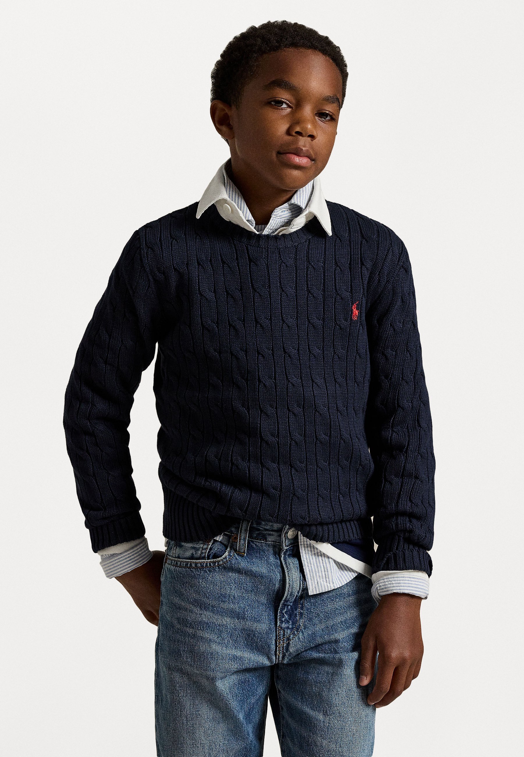 Maglione Polo Ralph Lauren in cotone a trecce - Maglione - blu navy