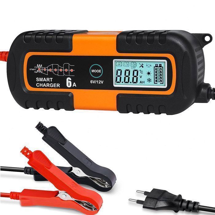 Cargador de baterías de 6V/12V/12.8V 6A, cargador de baterías para coche y motocicleta con función de reparación, para baterías de plomo-ácido.