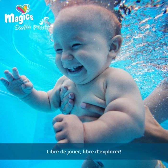 Pannolini da bagno Magics taglia M (9-15 kg) - 88 mutandine da bagno - 8 confezioni da 11 pannolini usa e getta per una protezione ottimale in acqua