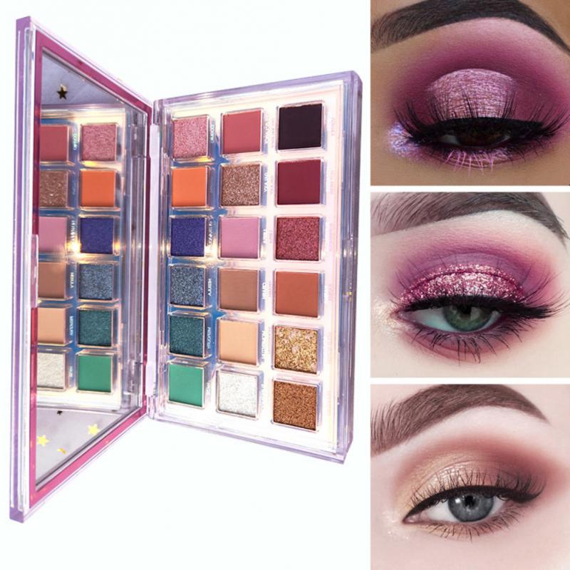 Oogschaduwpalet met 18 kleuren glitter, glans en matte finish, geperst pigment, waterdicht en langdurig, damescosmetica TSLM1