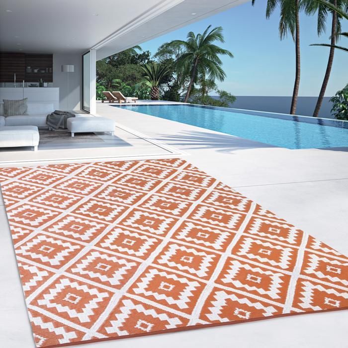 IDMARKET Tapis extérieur BAHAMAS terracotta 270 x 370 CM