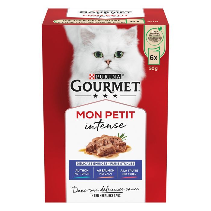 GOURMET MON PETIT - Sélection aux Poissons - 48 x 50 g - Sachets fraîcheur pour chat adulte