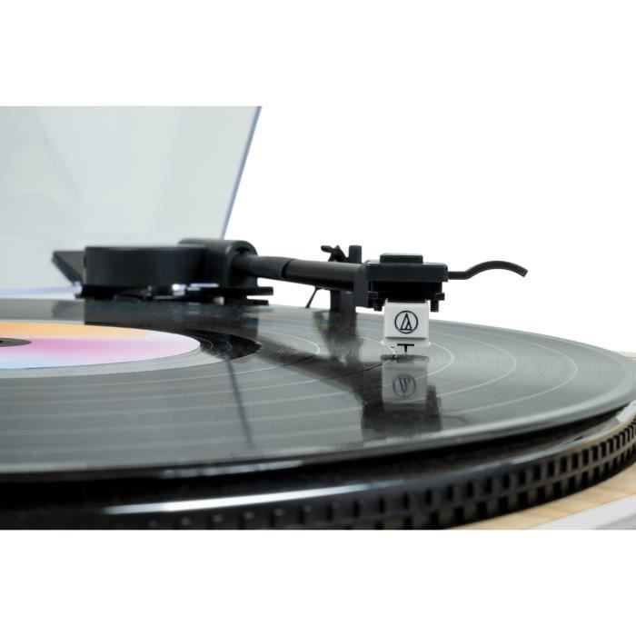 Platine vinyle THOMSON TT301 - Design bois et blanc - Tête de lecture Audio-Technica AT3600L - 33 et 45 tours