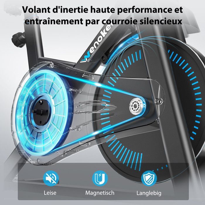 Vélo d'Appartement avec APP - Silencieux avec Résistance Magnétique Réglable - Ecran LCD - Pour Entraînement Cardio – Capacité160KG