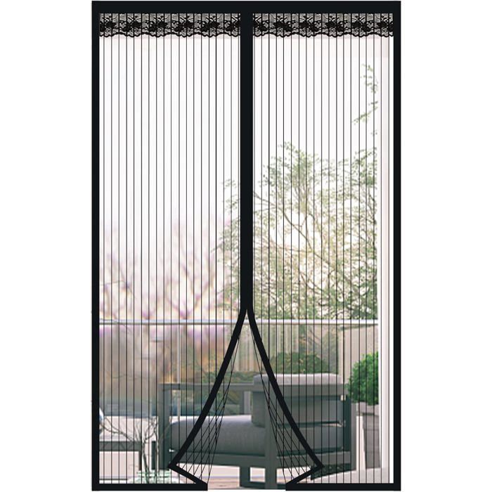 Magnetisch muggennet voor de deur, anti-muggengordijn met magnetische sluiting, boren niet nodig (zwart, 100 * 210 cm)