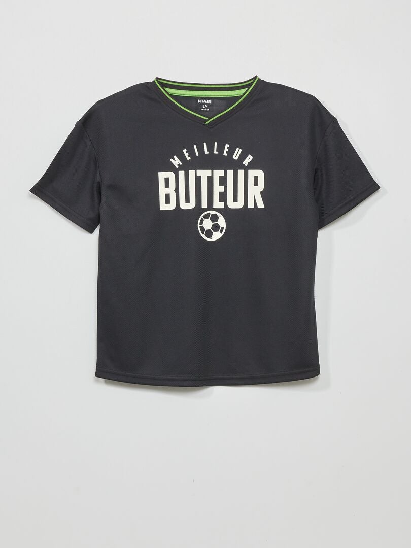 T-shirt met korte mouwen en meshstof - ZWART