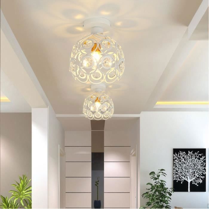Lámpara de techo de cristal y metal, araña moderna y sencilla, casquillo E27 para salón, dormitorio, pasillo - 20 cm