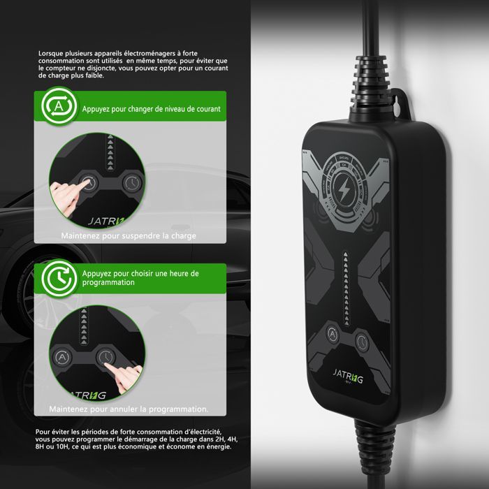 JATRHG Chargeur Voiture Electrique Portable 3.6KW-1.5KW 5M Type 2 monophase