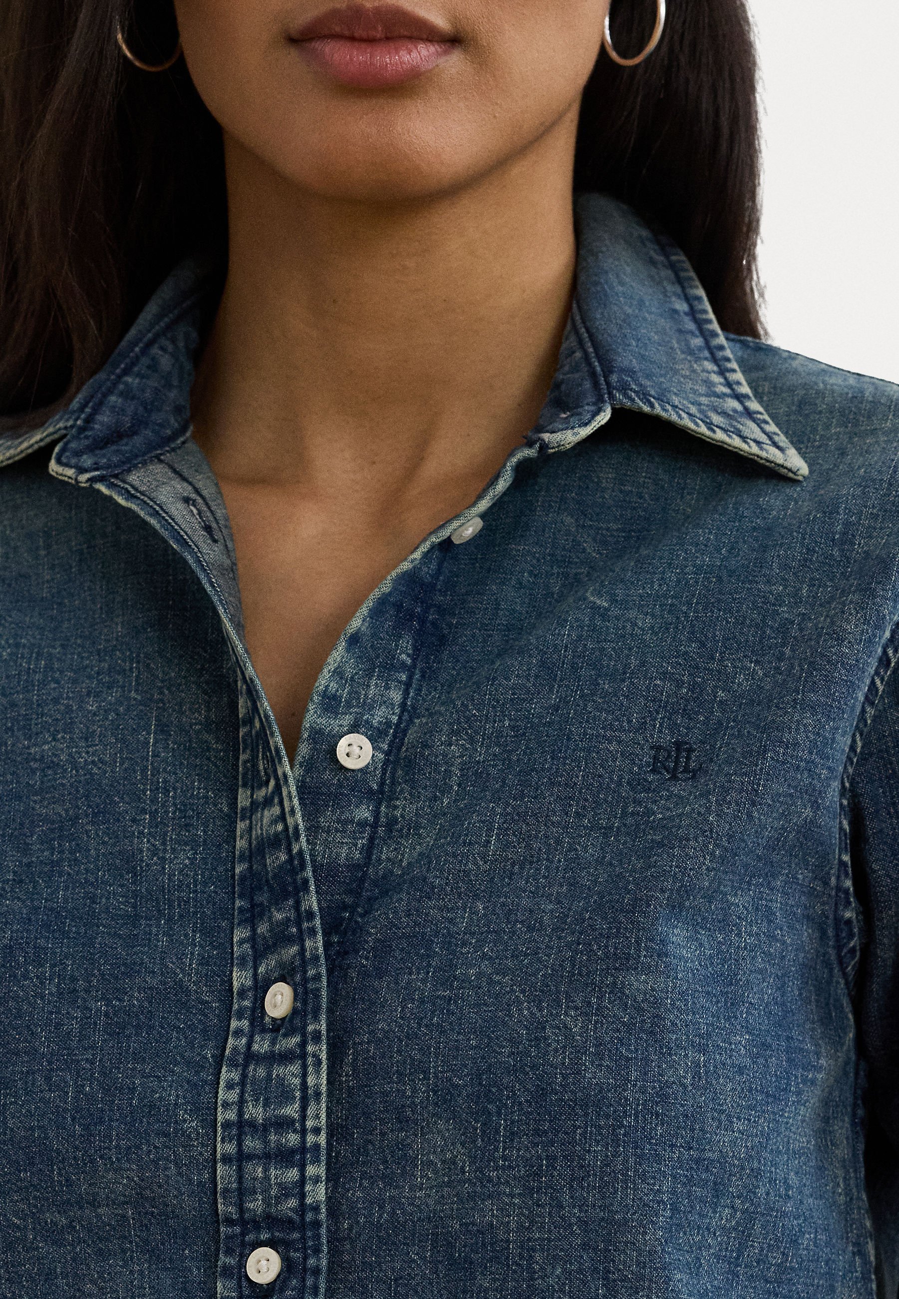 Lauren Ralph Lauren Classic Fit denim overhemd - blouse met knoopsluiting - haze wash