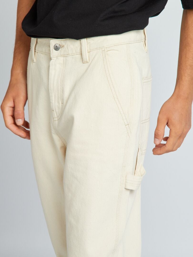 Calça jeans de perna larga - BEGE