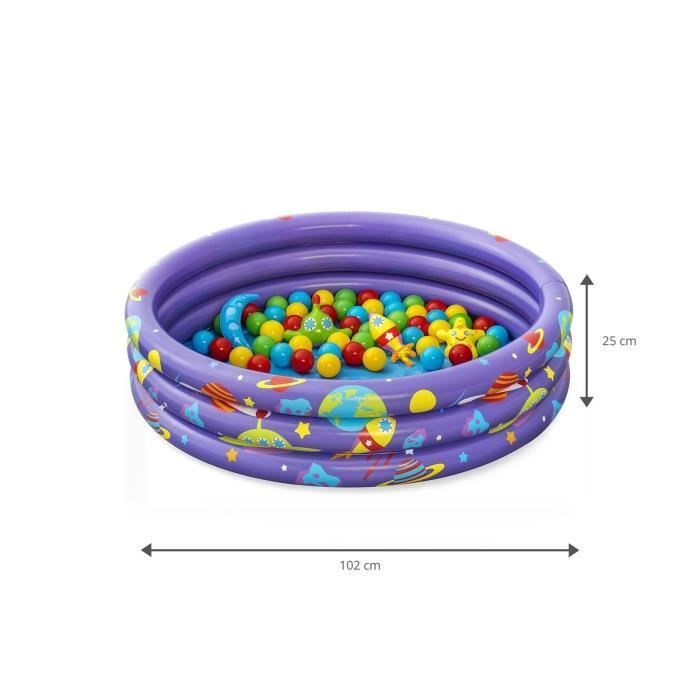 Piscina de bolas hinchable Bestway para niños - Galaxia - 46 bolas - 4 juguetes espaciales