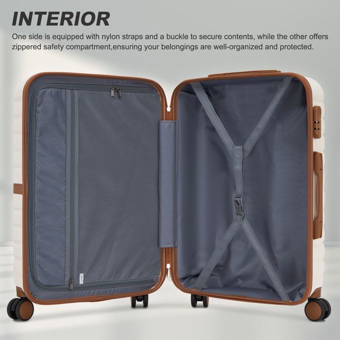 Maleta Kono mediana rígida de 66,5 x 45,5 x 25,5 cm, ABS+PC, con 4 ruedas y cerradura, tipo carrito de viaje, 62 L