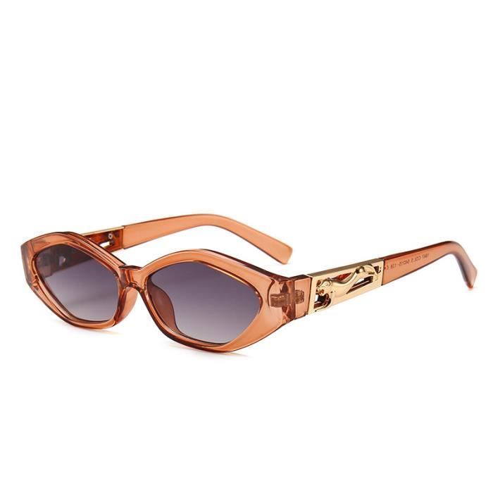 SHARPHY Lunettes de soleil femme rétro cadre irrégulier cadres guépard sports de plein air conduire brun Anti UV